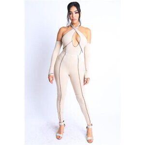 Shifting Moods Halter Top Off Shoulder Cross Strap Bodysuit Leggings Set